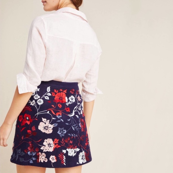 Anthropologie Alene Embroidered Sweater Skirt - Picture 5 of 6